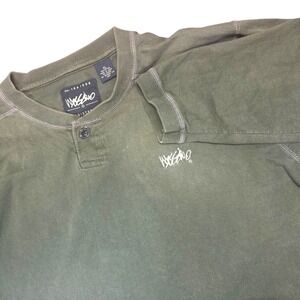 Mossimo Mens Long Sleeve Henley‎ Shirt Olive Green XL Cotton